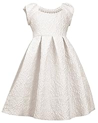 Girls Lace  Brocade/Metallic Fit-and-Flare  Dress With Pearls