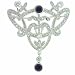 Jewelry : Filigree Simulated Diamond CZ Dangling Simulated Tanzanite CZ Silver Pin