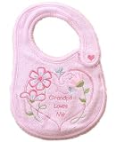 : Dressed to Drool Pink Side Closure *Grandpa Loves Me* Heart and Flower Bib One Size