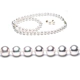 AugustinaJewelry Freshwater Cultured 18 Inches 1-Strand 6-6.5mm White Pearl Necklace & 6-6.5mm White Pearl Earrings with 14/20 yellow-gold-filled Mount