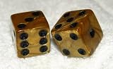 Rare Vintage Gold Metalic Colored French Bakelite Swirled Dice Pair