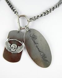 Rocker Jewelry Rocker Pendant Winged Skull Dog Tag Combo