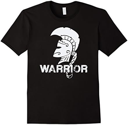 Men's Female Warrior Fighter Helmot T Shirt Large Black