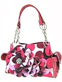 IMAGE OF Beautiful! Hot Pink Polkadot 3d Raised Flower Satchel Purse Polka Dots