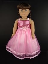 Formal Gown in Pink with Sequined Botice Designed for 18 Inch Doll Like the American Girl Dolls Shoes Sold Seperately
