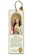 Religious Tassel Bookmark - Sacred Heart of Jesus - Laminated with Gold Foil Embossed Medal Design - Appropriate Prayer Included