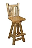 Rustic Pine Log Swivel Pub Chair - Amish Made in USA (Clear Varnish, Bar Height (30"))