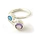 Ag Silver Pink Amethyst & Blue Topaz Ring