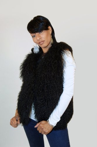 Mongolian Lamb Fur Vest (X-LARGE, BLACK)