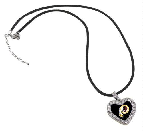 NFL Washington Redskins Reversible Crystal Heart Pendant with Silk Cord