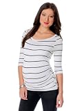 41ZGJRPdWwL. SL160  A Pea in the Pod: 3/4 Sleeve Boat Neck Side Ruched Maternity T Shirt