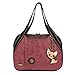 Chala Handbag Shoulder Purse Tote Bag with Animal Purse Charm (835GY) (Burgundy Chihuahua)
