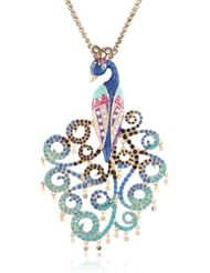 Betsey Johnson "Peacock" Large Peacock Long Pendant Necklace, 33"
