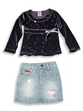 Lipstik - Girls Long Sleeved Skirt Set, Purple, Denim
