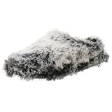 Dearfoams Womens Acrylic Pile Platform Slipper,Black Frost,L