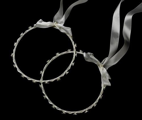 Greek Style White Simulated Pearl Ribbon Streamers Bridal Wedding Headpiece