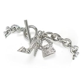 Buy Silver Shoe Intricate Design Fashion Charm Toggle Bracelet by PammyJ Bracelet