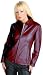 Burgundy Women's Short Zipper Leather Jacket