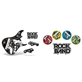 Rock Band Drum, Guitar Skin Combo, Fits Xbox 360 / PS3/2 Rockband - Glock Black