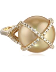 TARA Pearls "Xs and Os" Gold Ring, Size 7