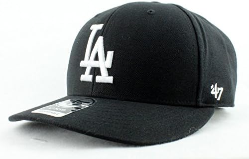 Los Angeles Dodgers Hat MLB Authentic '47 (Forty Seven) Brand Bullpen MVP Slightly Structured Velcroback Baseball Cap Adult Men &amp; Women 85% Acrylic 15% Wool (One Size Fits All, Black)