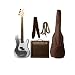 Austin Bazaar Electric Bass Pack with 10 Watt Amp - Silver