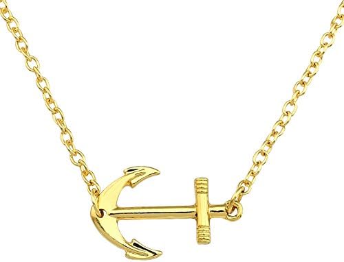 Yellow Gold Plated Alloy Hope Anchor Necklace (Horizontal)
