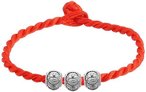 LONERS 1PCS S925 Silver Lucky Men and Women Woven Red String Bracelet&amp;Anklet (20, 3 bead)