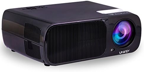 Uhappy U20 5.0 inch Portable LED Projector 3000 lumens 3D Mini Projector HD 1080P home theater projectors (Black)