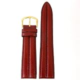 Watch Band Genuine Leather 16mm Burgundy Classical Vegetable oil treated durable double stitched... 