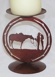 Courting Cowboy Medallion Candle Stand