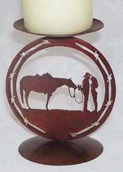Courting Cowboy Medallion Candle Stand