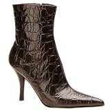 Nine West 'Bhavin' Croc Embossed Leather Ankle Boot (8.5M Dark Brown)
