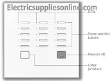 Lutron NTGRX-KP15 Grafik Eye 14-Scene Slim-Button Wallstation with Off and Raiser / Lower