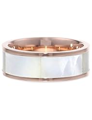 Ladys Stainless Steel with Mother-Of-Pearl Accents 18kt Rose Gold Plated Ring , Size 7
