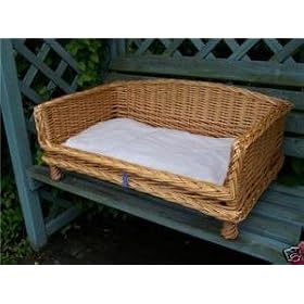 DOG CAT BED STEAMED GRADE"A"WICKER WITH FUR CUSHION
