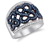 Blue Diamond Band 10k White Gold Anniversary Ring (1/2 Carat)