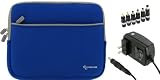 rooCASE 2n1 Lenovo S10-2 10.1-Inch White Netbook Sleeve Case with AC Wall Adapter Charger (Invisible Zipper Dual-Pocket - Dark Blue)