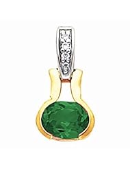14K Two-Tone Gold Oval Cut Chrome Tourmaline and Diamond Pendant -- LIFETIME WARRANTY