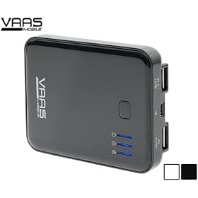 Vaas 5000mAh Dual Port External Rechargeable Battery Pack VM50BK for all iPad, iPhone, iPod, Android, PSP - Black