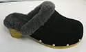 Lamo Australia Monica Womens Wooden Sheepskin Lined Suede Clogs Shoes Black
