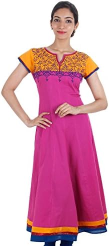 Estyle Women's Anarkali Kurta With Embroidered Yoke X-Small Pink