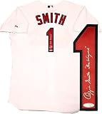 Ozzie Smith Autographed/Hand Signed Majestic Authentic Cardinals Home Jersey Inscribed The Wizard