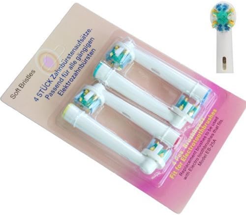 4 Pack Floss Action Braun Oral-B EB-25A Compatible Replacement Rechargeable Toothbrush Heads
