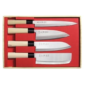 Set de 4 couteaux Japon Sekiryu incl. une pierre � aiguiser japonaise #800