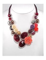 Rose Red Agate Necklace In Zinc