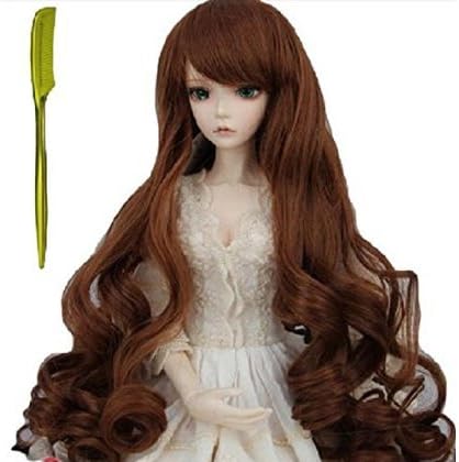 DUBUFFE comb set Doll for high-quality wig Carl Long Sweet Brown / milky blonde Light Cherry Pink light blue iridescent three colors figure BJD SD DD corresponding 9 inches -10 inches to about 22.8-25.4 comb set DF original set sold goods [DF392] (Brown )