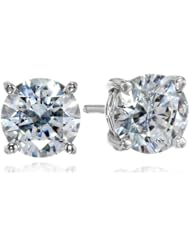 Sterling Silver Swarovski Zirconia 3 cttw Round Stud Earrings