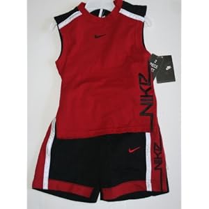 Nike 2 Piece Shirt and Shorts Set Size: 2T Black Red