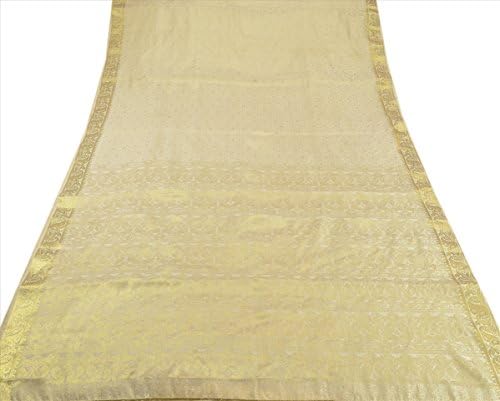 Sanskriti Women's Artificial Silk Brocade Saree With Blouse Piece (White)